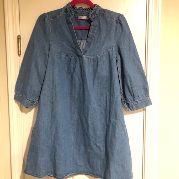 Tuckernuck Chambray Lalavon Ruffle Dress Small - Picture 3 of 5